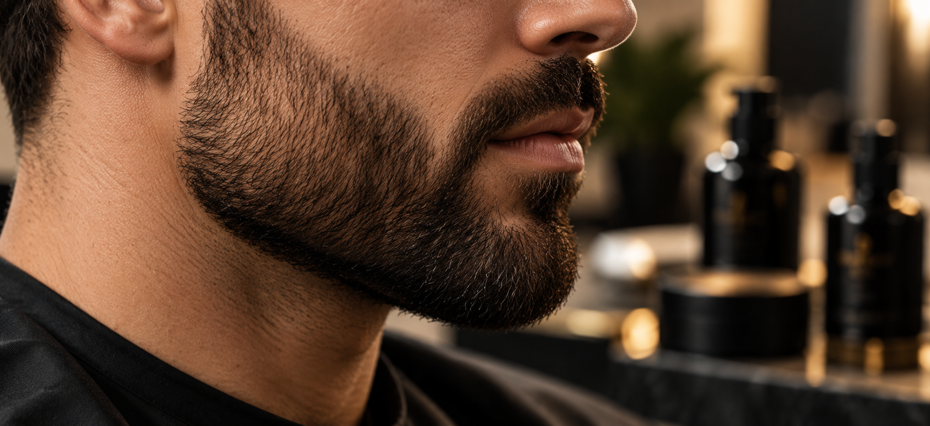 Close-up of a neatly groomed beard